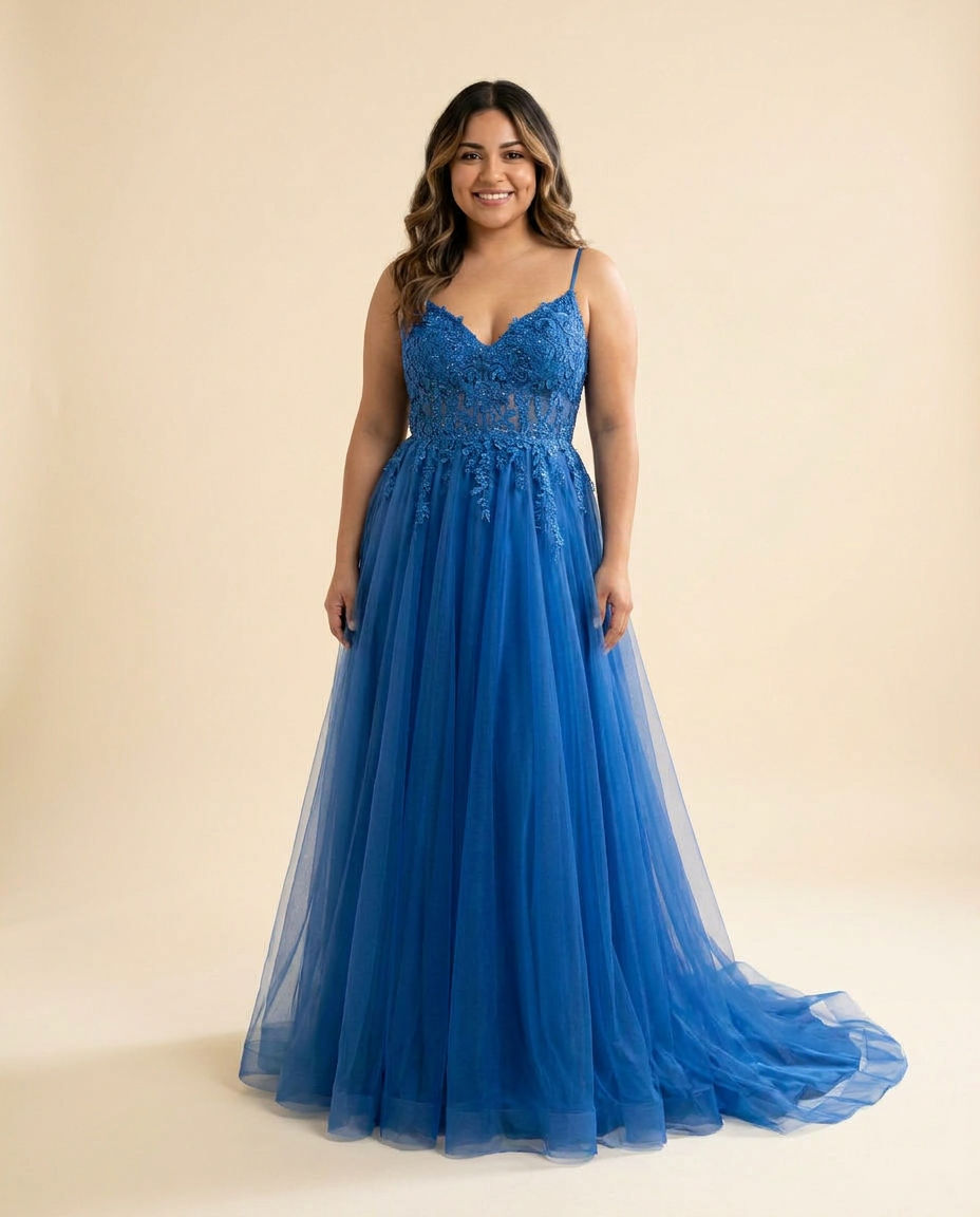 Robe En Tulle Et Broderie Bleu Pale
