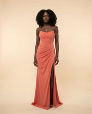 Robe Avec Fente Corail