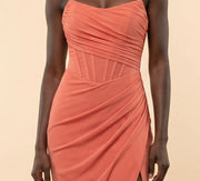 Robe Avec Fente Corail