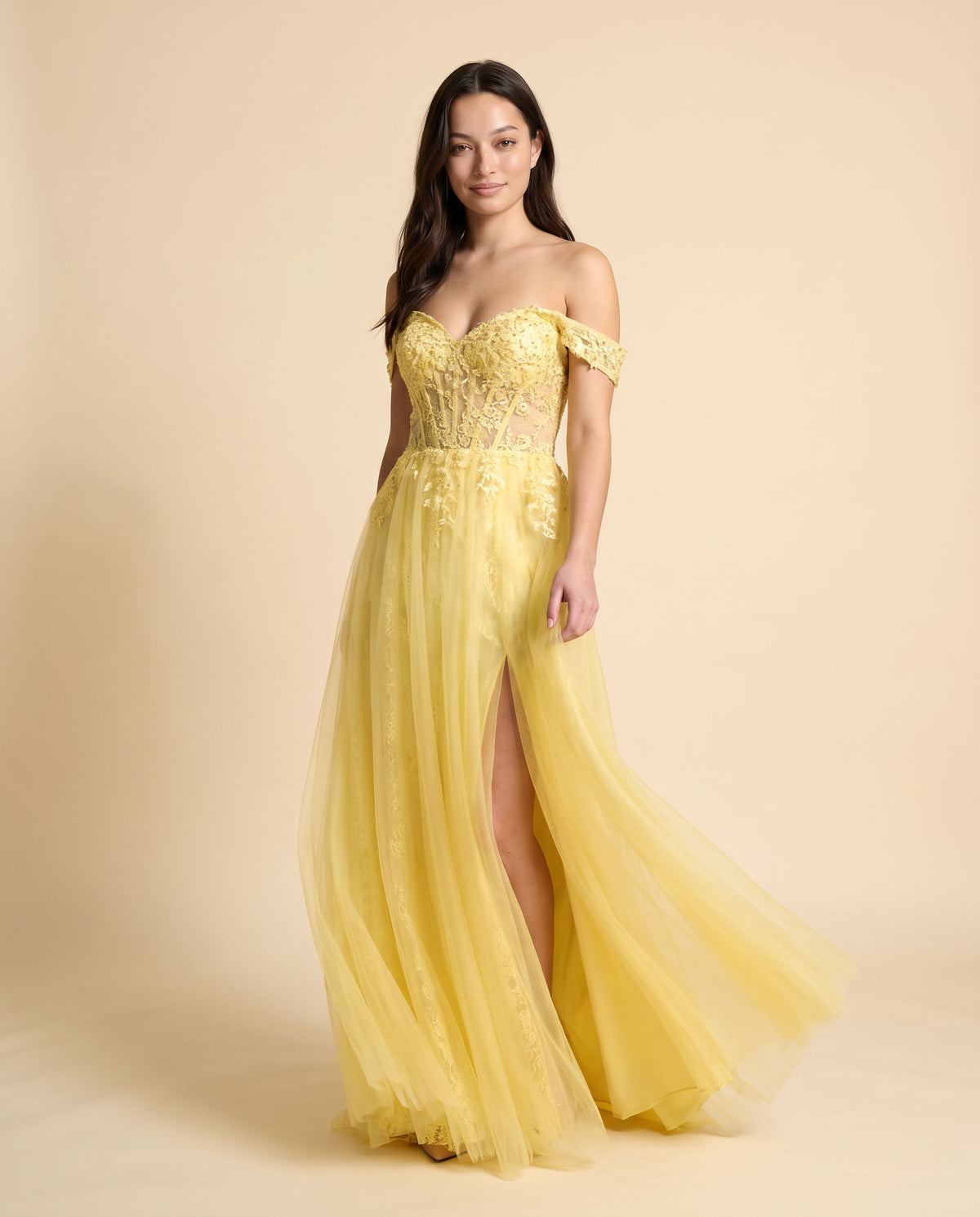 Robe Off-the-shoulder Jaune