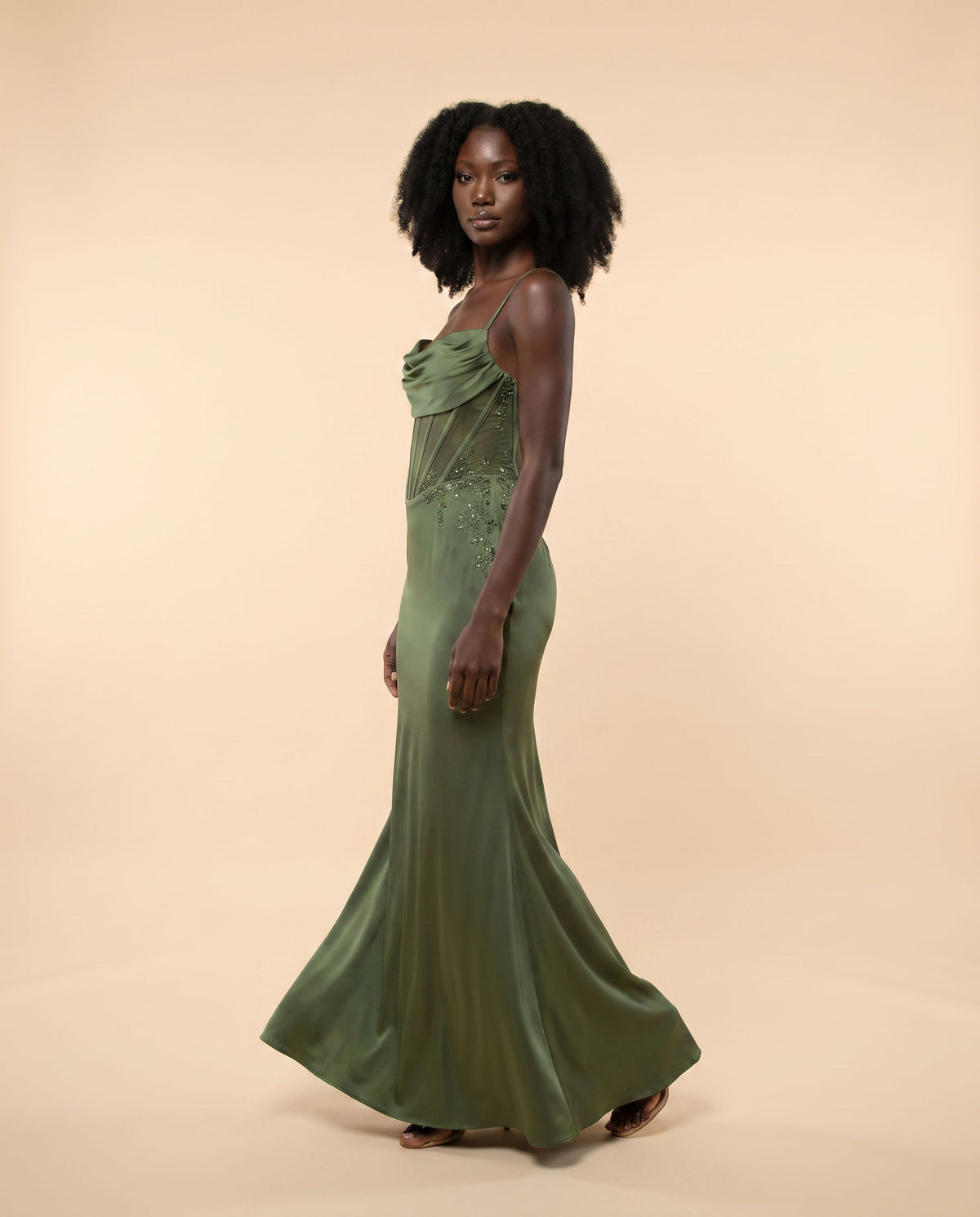 Robe Satinée Vert Moss