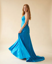 Robe Effet Satin Argent