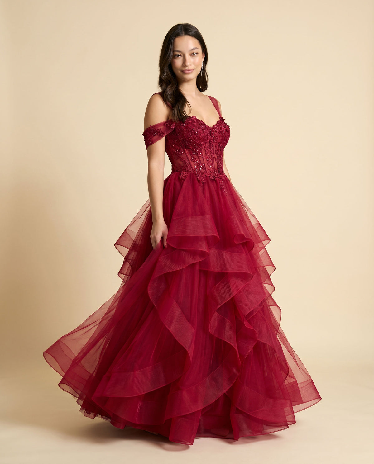 Robe Bustier À Volants Bourgogne