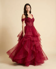 Robe Bustier À Volants Bourgogne