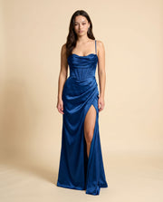 Robe ajustée extensible Bleu Marin