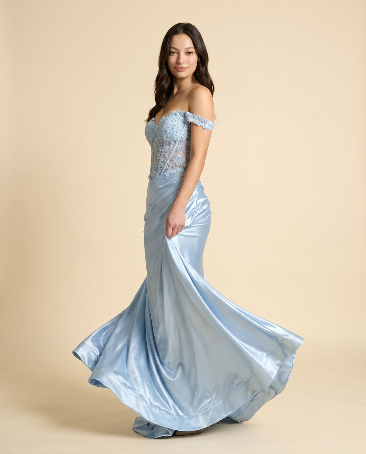 Robe Corset Ajustée Bleu Poudre