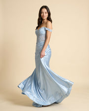Robe Corset Ajustée Bleu Poudre