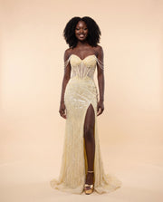 Robe Corset Jaune Perlé