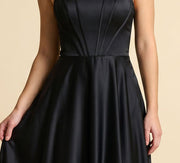 Robe Corset En Satin Noire