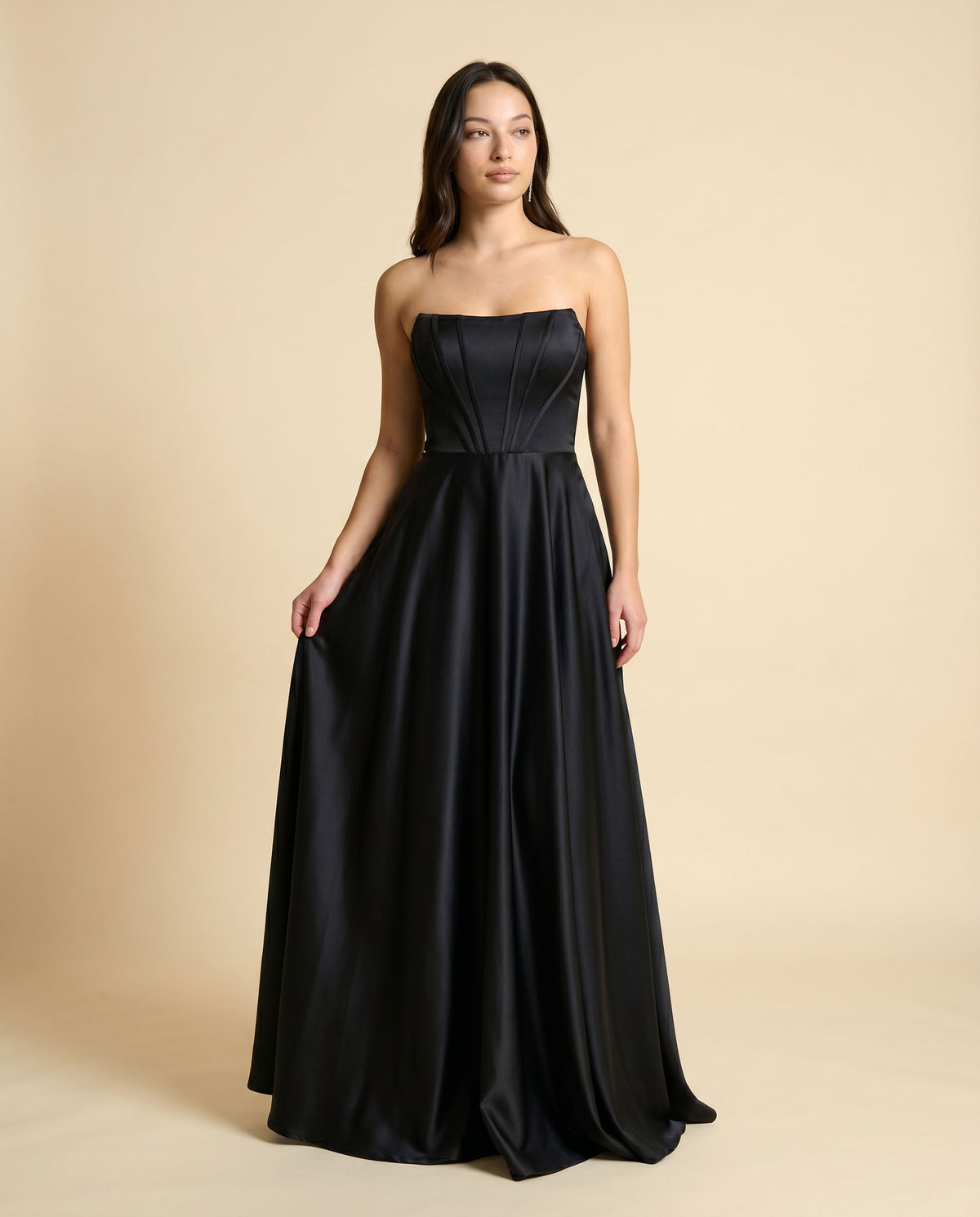 Robe Corset En Satin Noire