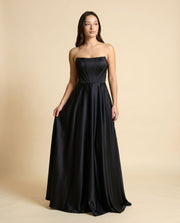 Robe Corset En Satin Noire