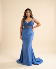 Robe ajustée en jersey Bleu spacial