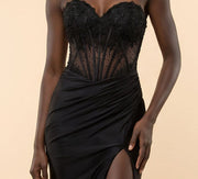 Robe Corset Avec Fente Noire
