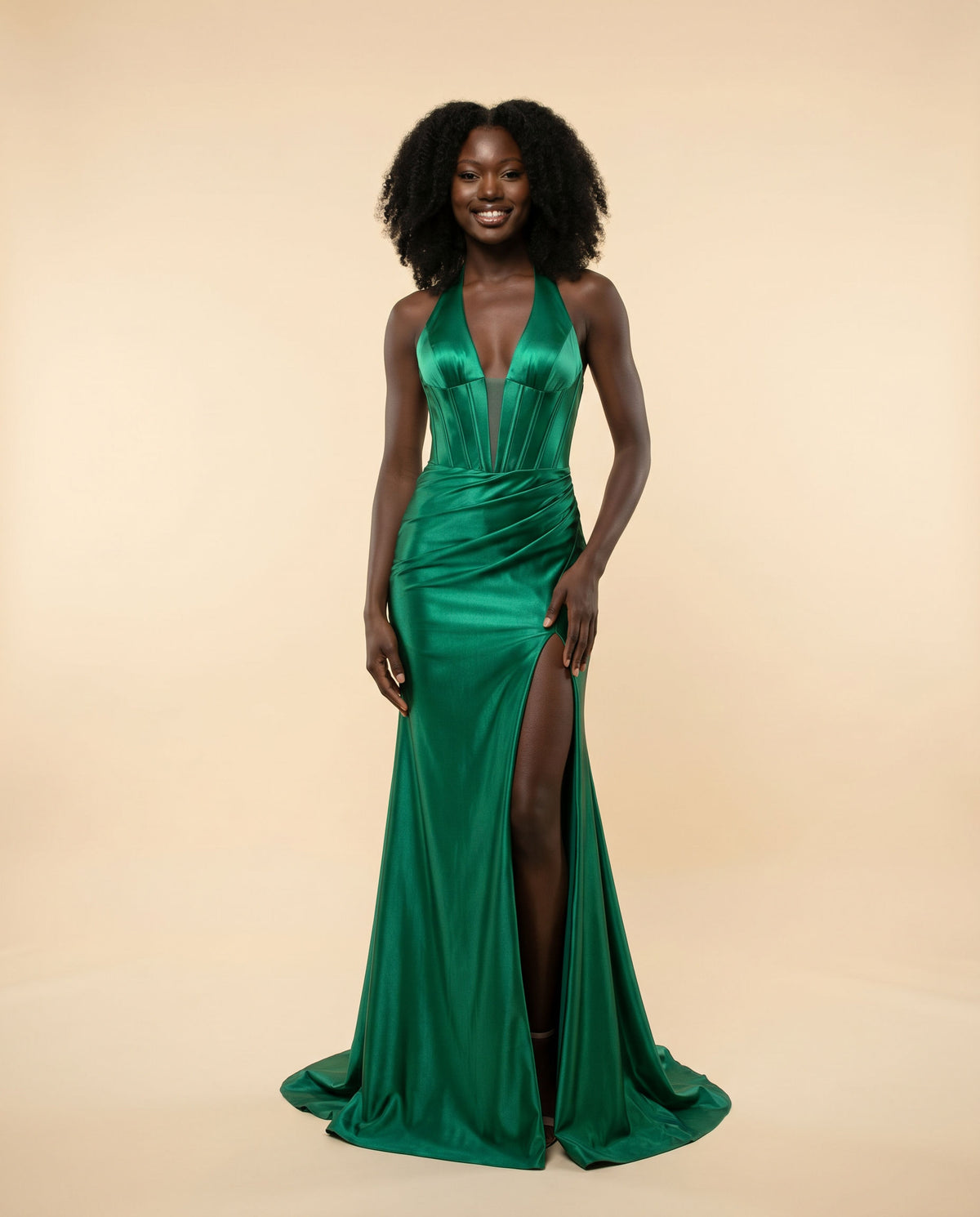 Robe En Satin Emeraude