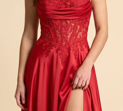 Robe Corset Avec Fente Rouge