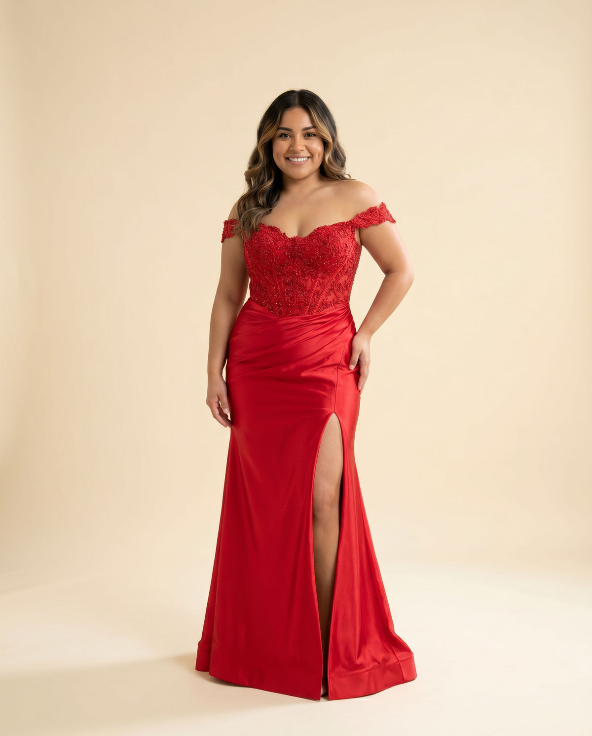 Robe Corset Off Shoulder Rouge