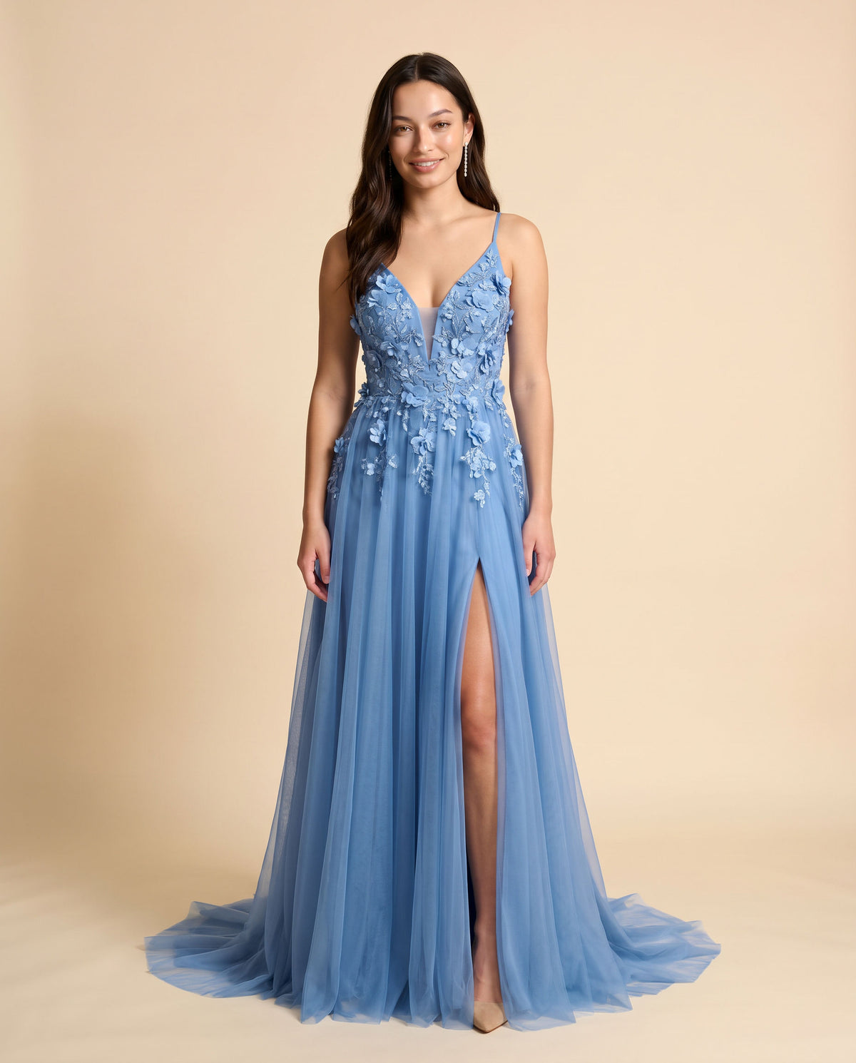 Robe Bleu Poudre Fleurie