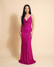 Robe Ajustée Scintillante Fuchia