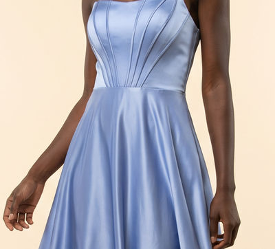 Robe Corset En Satin Bleu Poudre