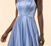 Robe Corset En Satin Bleu Poudre