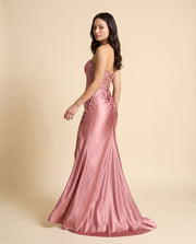 Robe Col Droit Ajusté Rose Dusty