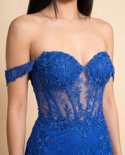 Lace Corset Gown Royal Blue