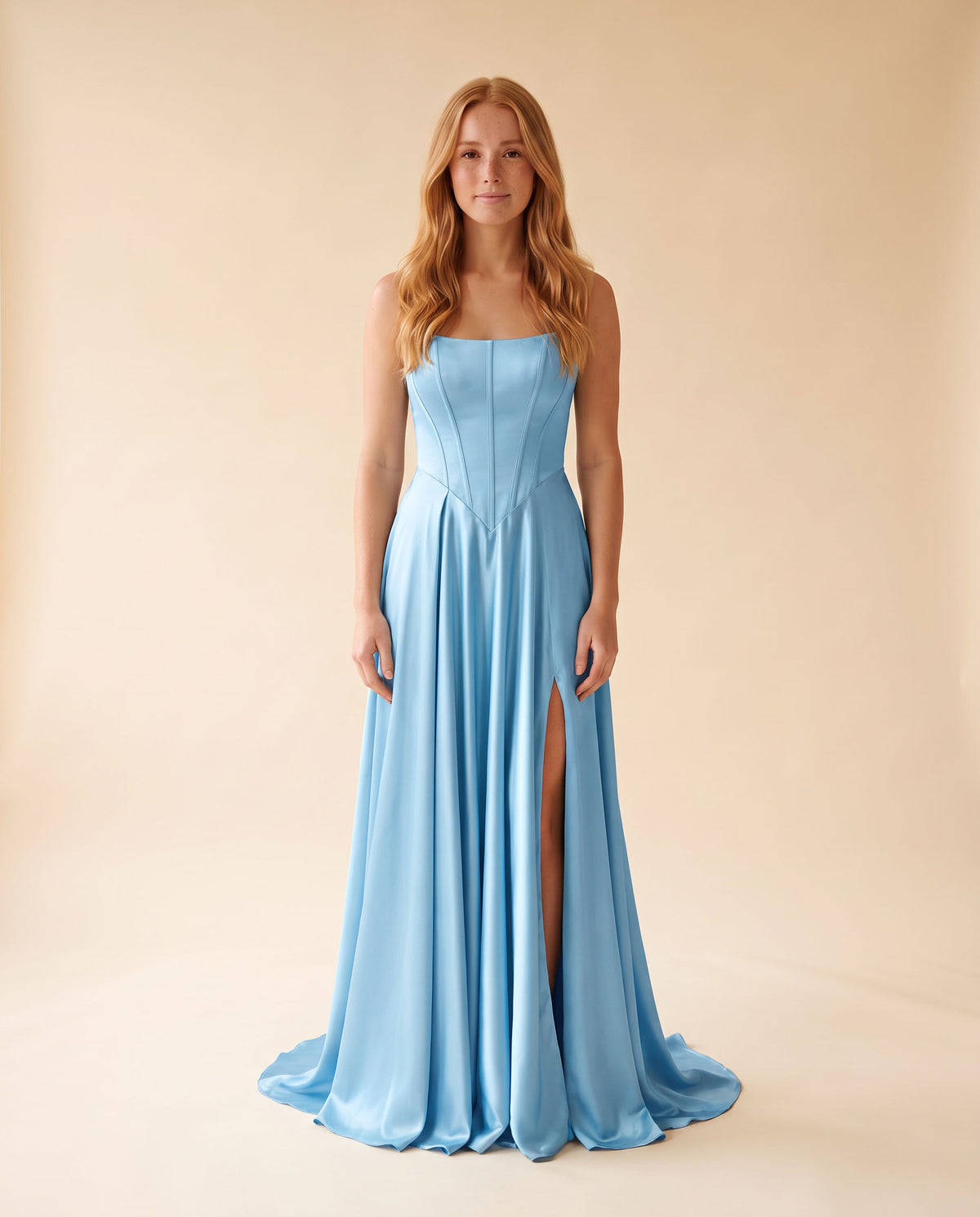 Robe En Satin Bleu Poudre