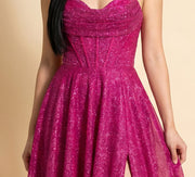 Robe Corset Avec Fente Fuchsia