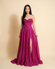 Robe Corset Avec Fente Fuchsia