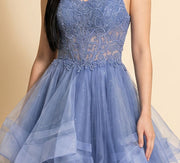 Robe À Volants Bleu Iris