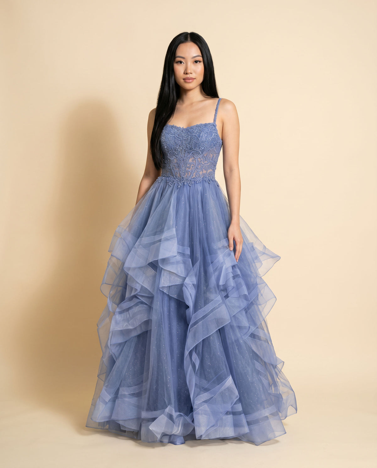 Robe À Volants Bleu Iris