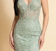 Robe Sirène À Corset Sauge