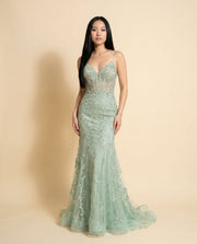 Robe Sirène À Corset Sauge