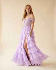 Robe À Étages Avec Fente Lilas