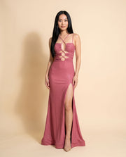 Robe Scintillante Devant Ajouré Rose Flash