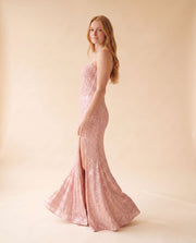 Robe Corset En Dentelle Blush