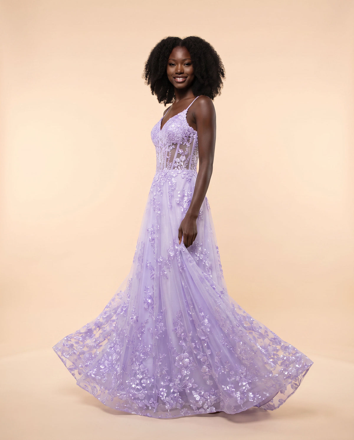 Robe Lilas Corset brillante