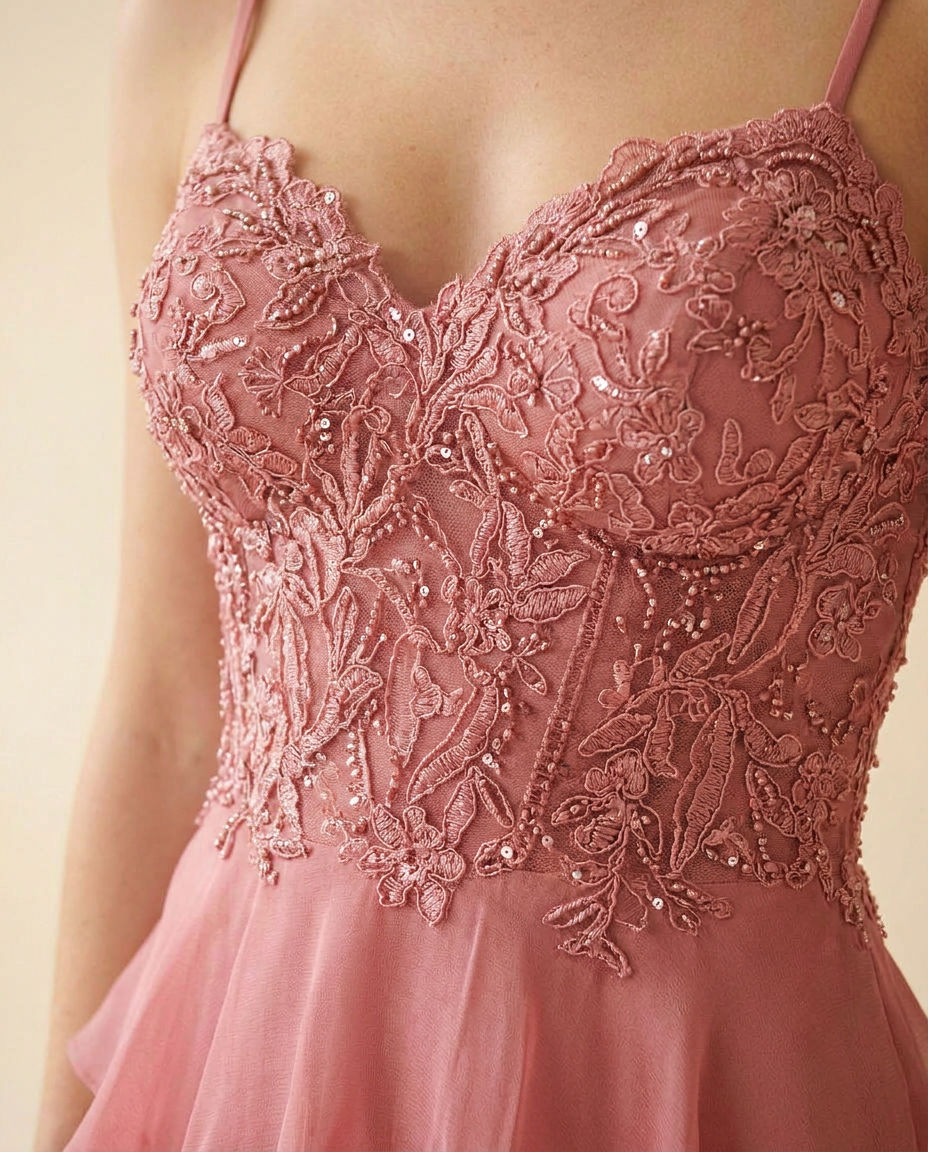 Robe Corset À Volant Rose