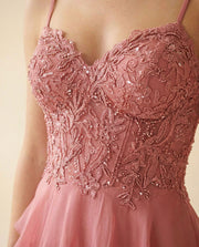 Robe Corset À Volant Rose