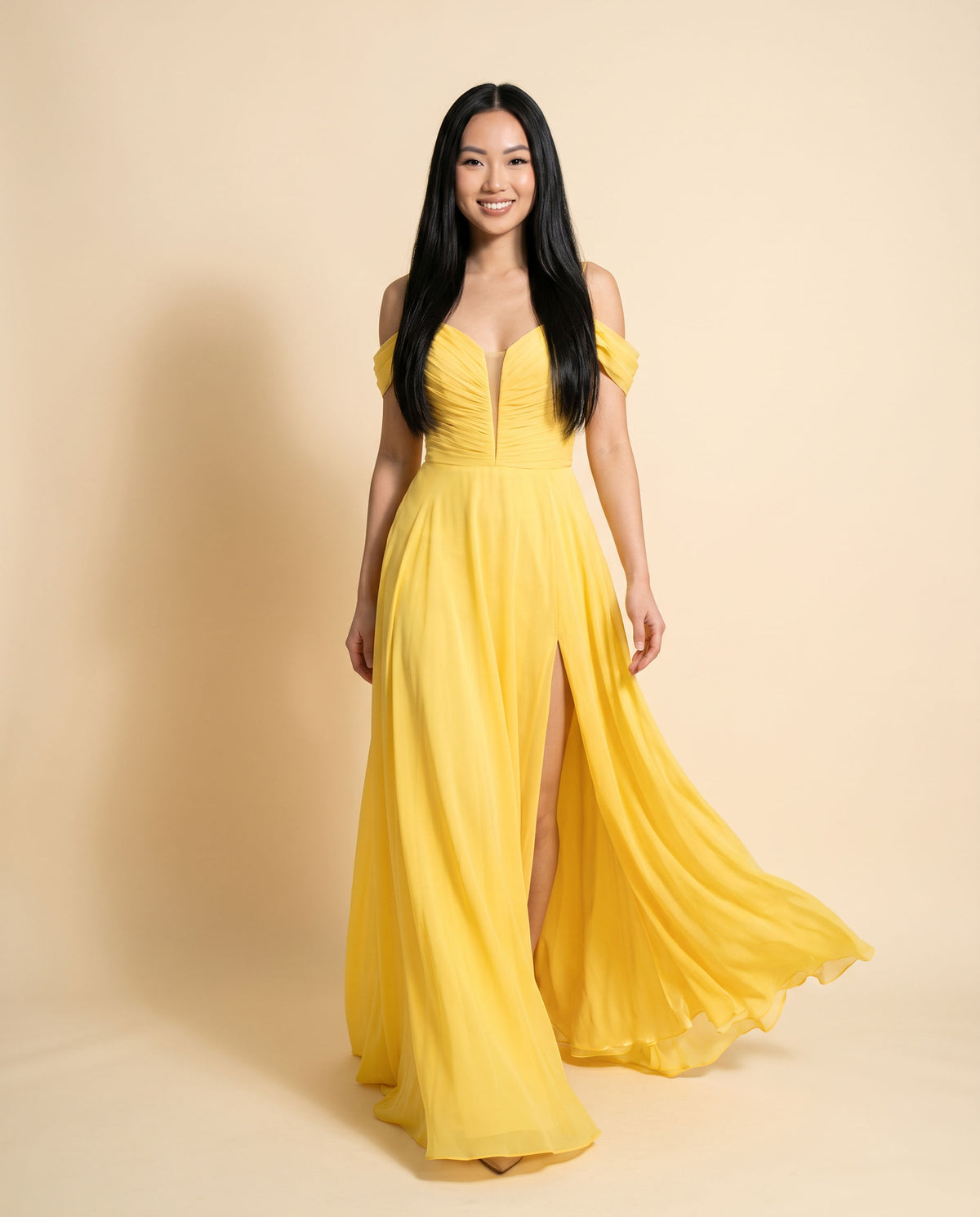 Robe En Chiffon Jaune