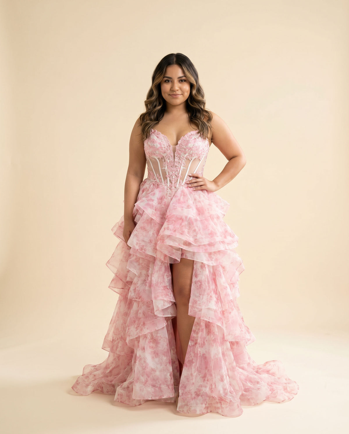 Robe Corset Fleurie Rose Pâle