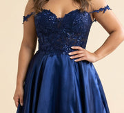 Robe Fluide En Satin Marine