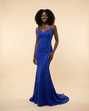 Robe Ajustée En Dentelle Royal
