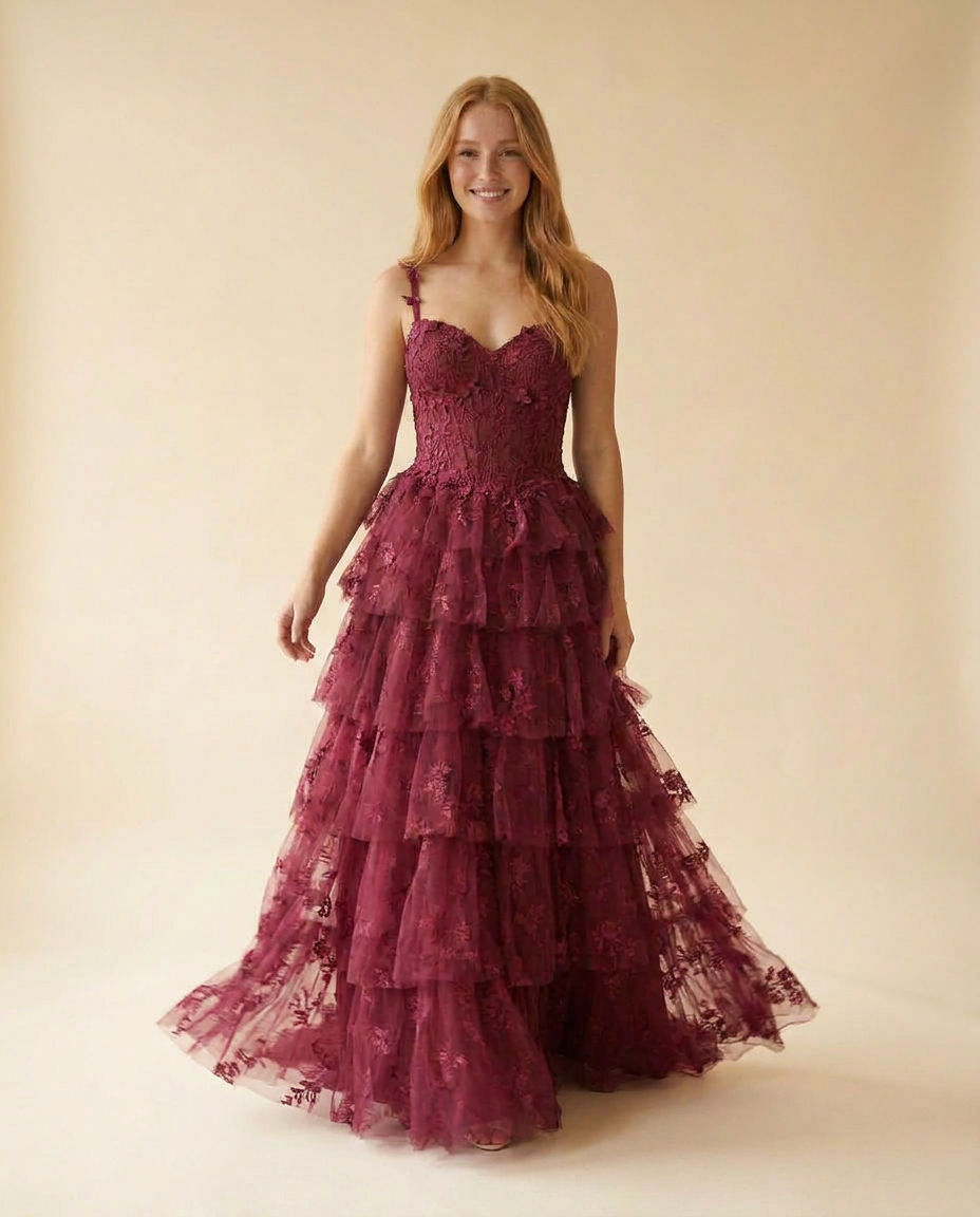 Tiered Gown Wine