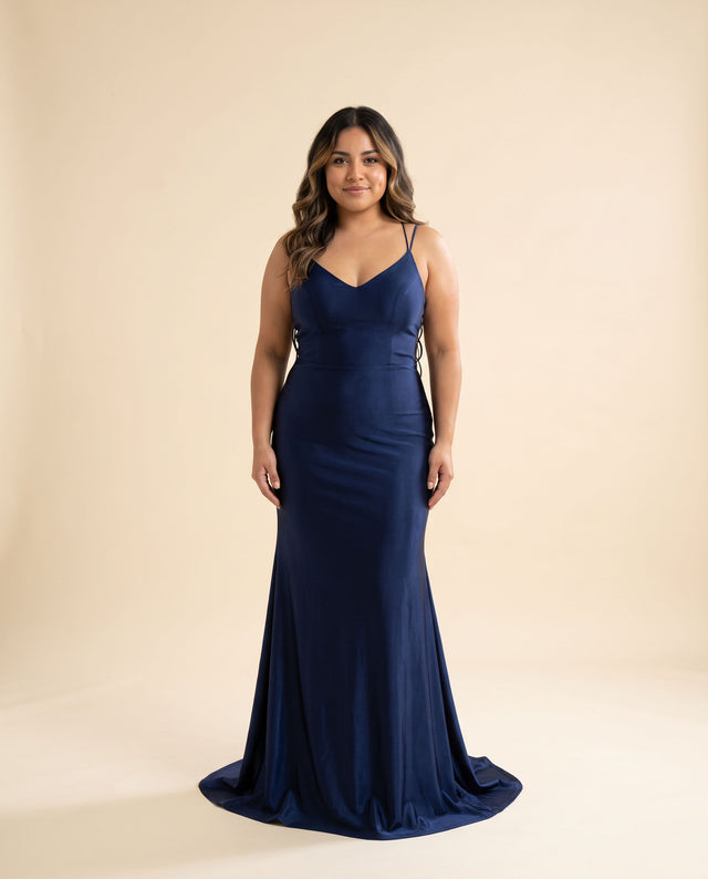 Robe De Satin Marine