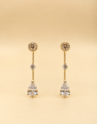 Boucles d'oreilles Pendantes Cristal Or