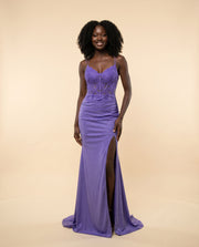 Robe ajustée corset scintillante Periwinkle