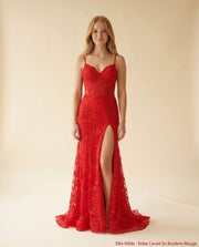 Robe Corset En Broderie Rouge