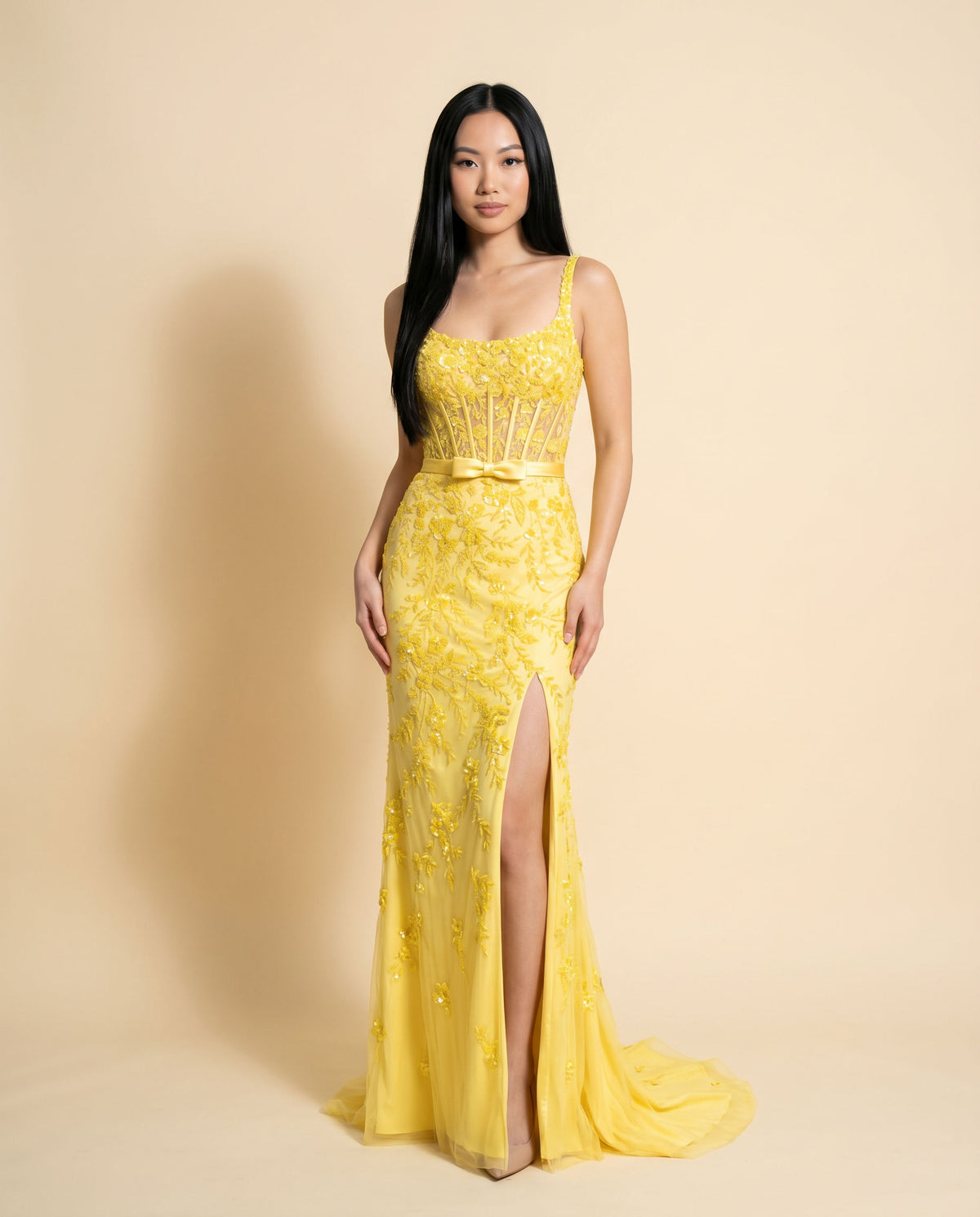Robe Corset Brillante Jaune