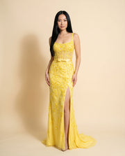 Robe Corset Brillante Jaune